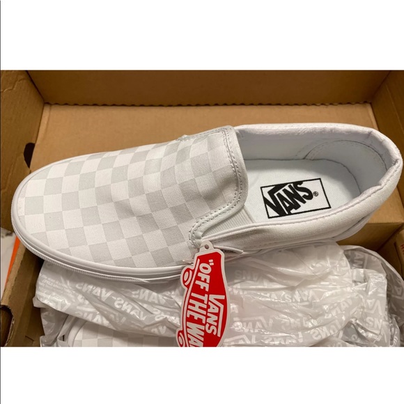 Vans Shoes - Vans classic slip on checkerboard true white